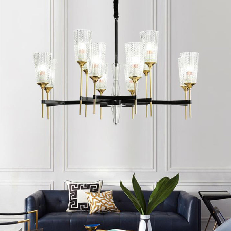 Modern 6/8/12 Lights Chandelier Light Brass Cup Pendant Light Fixture with Crystal Shade Clearhalo 'Ceiling Lights' 'Chandeliers' 'Modern Chandeliers' 'Modern' Lighting' 225875