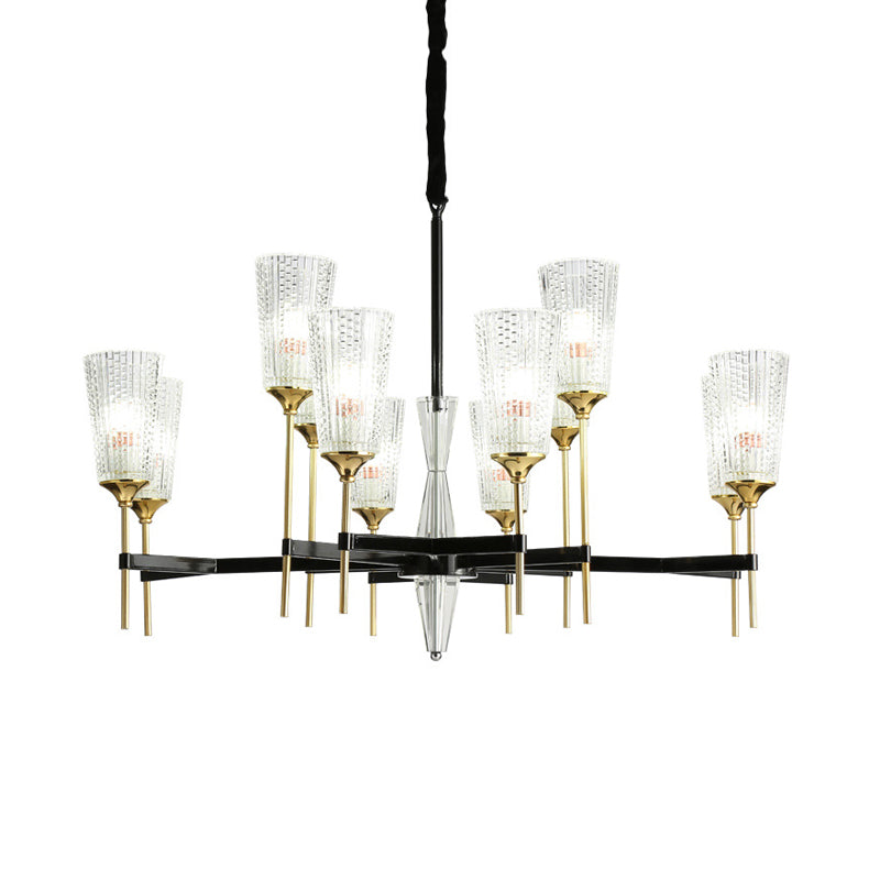 Modern 6/8/12 Lights Chandelier Light Brass Cup Pendant Light Fixture with Crystal Shade Clearhalo 'Ceiling Lights' 'Chandeliers' 'Modern Chandeliers' 'Modern' Lighting' 225877