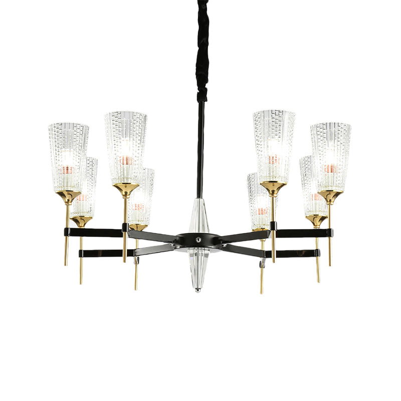 Modern 6/8/12 Lights Chandelier Light Brass Cup Pendant Light Fixture with Crystal Shade Clearhalo 'Ceiling Lights' 'Chandeliers' 'Modern Chandeliers' 'Modern' Lighting' 225881