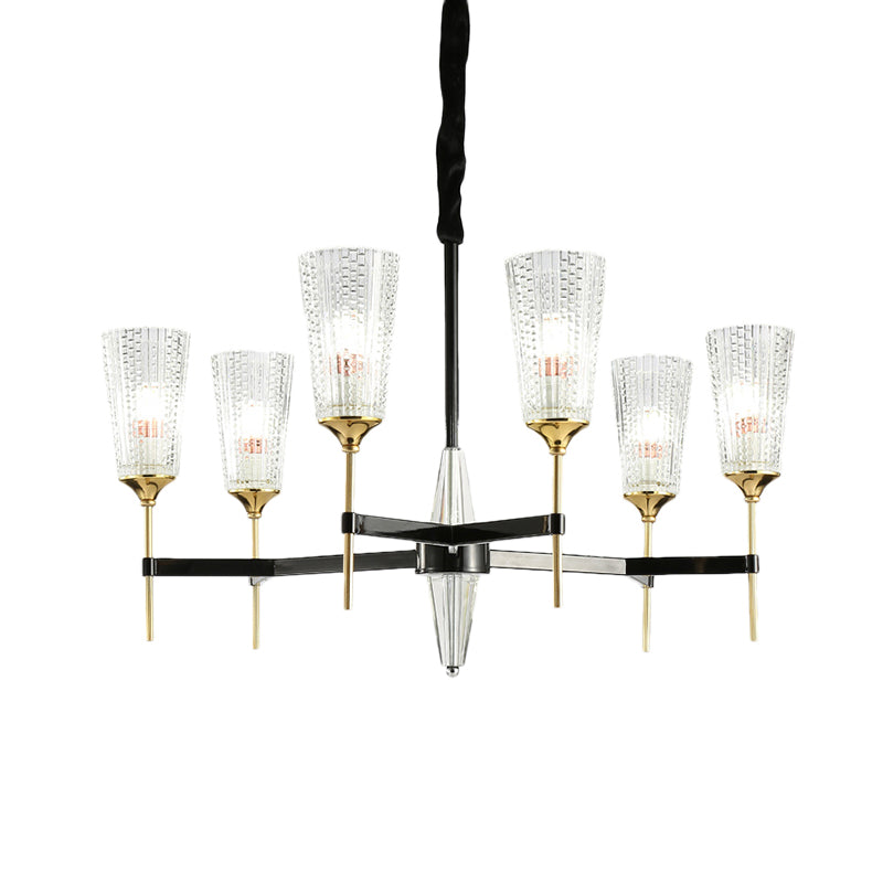 Modern 6/8/12 Lights Chandelier Light Brass Cup Pendant Light Fixture with Crystal Shade Clearhalo 'Ceiling Lights' 'Chandeliers' 'Modern Chandeliers' 'Modern' Lighting' 225885