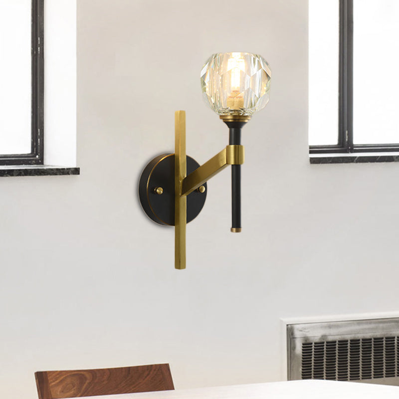 Contemporary Geometric Flush Wall Sconce Crystal 1 Light Sconce Light Fixture in Black Clearhalo 'Modern wall lights' 'Modern' 'Wall Lamps & Sconces' 'Wall Lights' Lighting' 225951