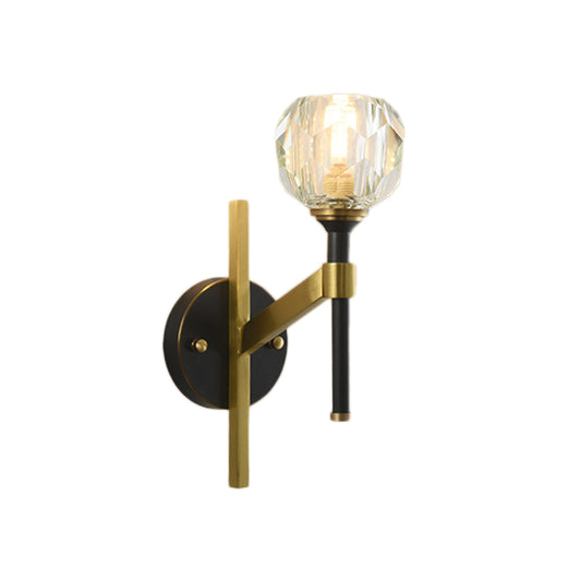 Contemporary Geometric Flush Wall Sconce Crystal 1 Light Sconce Light Fixture in Black Clearhalo 'Modern wall lights' 'Modern' 'Wall Lamps & Sconces' 'Wall Lights' Lighting' 225953