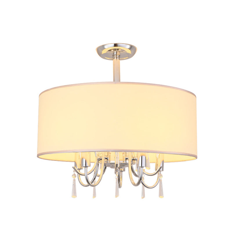 5 Lights Paper Semi Flush Light Traditional White Drum Bedroom Ceiling Mounted Fixture Clearhalo 'Ceiling Lights' 'Close To Ceiling Lights' 'Close to ceiling' 'Semi-flushmount' Lighting' 226070