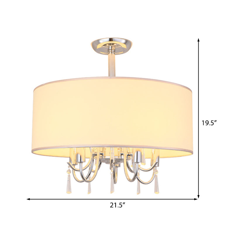 5 Lights Paper Semi Flush Light Traditional White Drum Bedroom Ceiling Mounted Fixture Clearhalo 'Ceiling Lights' 'Close To Ceiling Lights' 'Close to ceiling' 'Semi-flushmount' Lighting' 226071