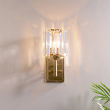 Brass Prismatic Sconce Light Wall Contemporary 1 Light Crystal Wall Mounted Lighting for Bedroom Brass Clearhalo 'Modern wall lights' 'Modern' 'Wall Lamps & Sconces' 'Wall Lights' Lighting' 226084