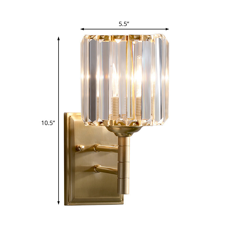 Brass Prismatic Sconce Light Wall Contemporary 1 Light Crystal Wall Mounted Lighting for Bedroom Clearhalo 'Modern wall lights' 'Modern' 'Wall Lamps & Sconces' 'Wall Lights' Lighting' 226087