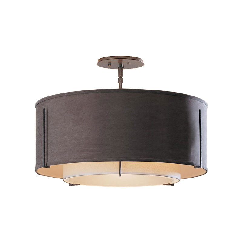 3/4 Lights Fabric Ceiling Light Fixture Classic Black Drum Living Room Semi Mount Lighting, 16"/19.5"/23.5" Wide Clearhalo 'Ceiling Lights' 'Close To Ceiling Lights' 'Close to ceiling' 'Semi-flushmount' Lighting' 226095