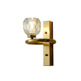 1 Light Dining Room Wall Sconce Lighting Contemporary Brass Wall Mount Light Fixture with Global Crystal Shade Clearhalo 'Modern wall lights' 'Modern' 'Wall Lamps & Sconces' 'Wall Lights' Lighting' 226127