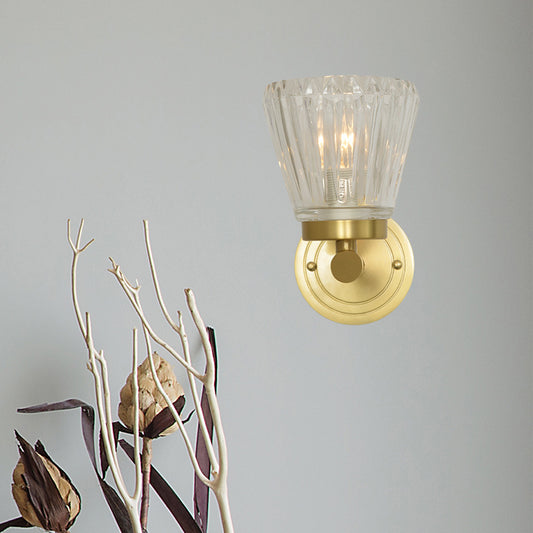 Crystal Cone Wall Sconce Modernism 1 Light Brass Sconce Light Fixture for Bedside Brass Clearhalo 'Modern wall lights' 'Modern' 'Wall Lamps & Sconces' 'Wall Lights' Lighting' 226150