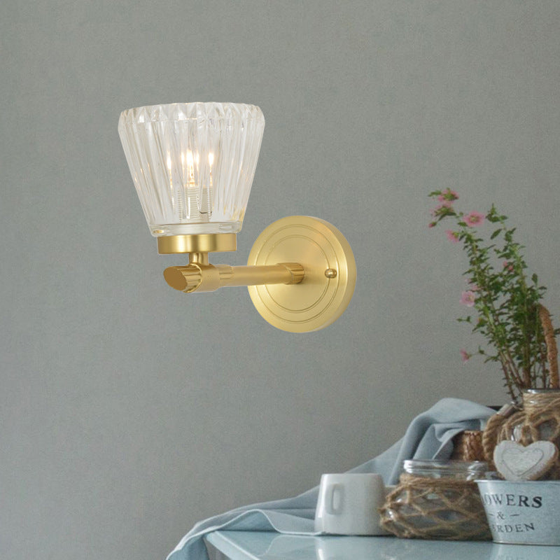 Crystal Cone Wall Sconce Modernism 1 Light Brass Sconce Light Fixture for Bedside Clearhalo 'Modern wall lights' 'Modern' 'Wall Lamps & Sconces' 'Wall Lights' Lighting' 226151