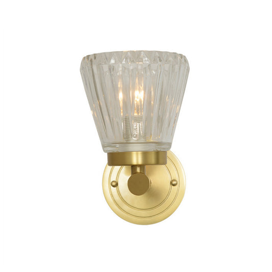 Crystal Cone Wall Sconce Modernism 1 Light Brass Sconce Light Fixture for Bedside Clearhalo 'Modern wall lights' 'Modern' 'Wall Lamps & Sconces' 'Wall Lights' Lighting' 226152