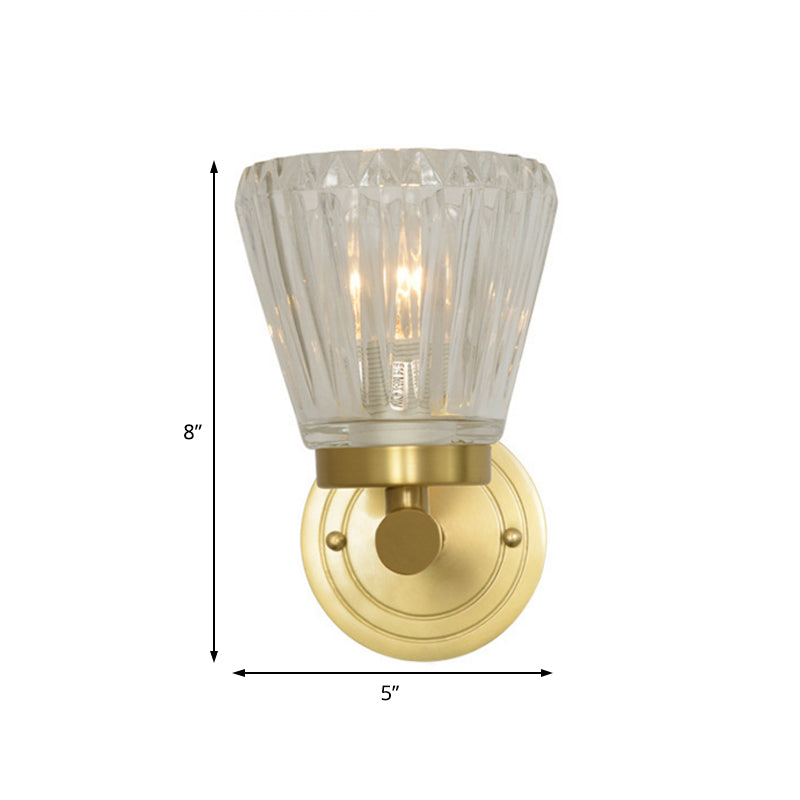 Crystal Cone Wall Sconce Modernism 1 Light Brass Sconce Light Fixture for Bedside Clearhalo 'Modern wall lights' 'Modern' 'Wall Lamps & Sconces' 'Wall Lights' Lighting' 226153