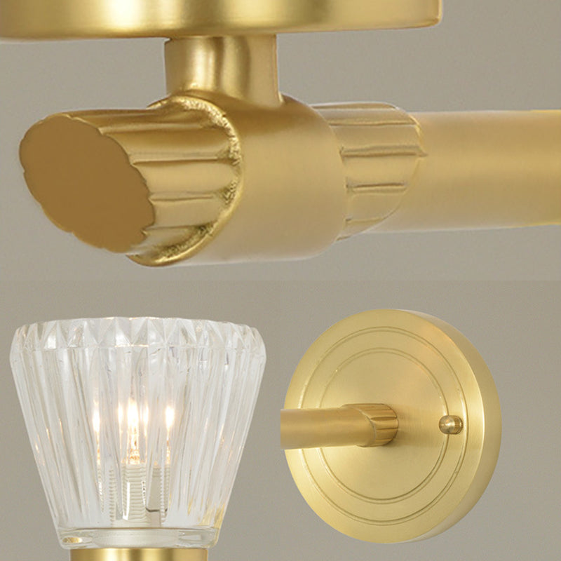 Crystal Cone Wall Sconce Modernism 1 Light Brass Sconce Light Fixture for Bedside Clearhalo 'Modern wall lights' 'Modern' 'Wall Lamps & Sconces' 'Wall Lights' Lighting' 226154