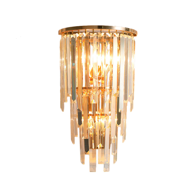 Gold Waterfall Sconce Light Fixture Retro 3 Light Crystal Wall Mounted Lighting for Hallway Clearhalo 'Modern wall lights' 'Modern' 'Wall Lamps & Sconces' 'Wall Lights' Lighting' 226246