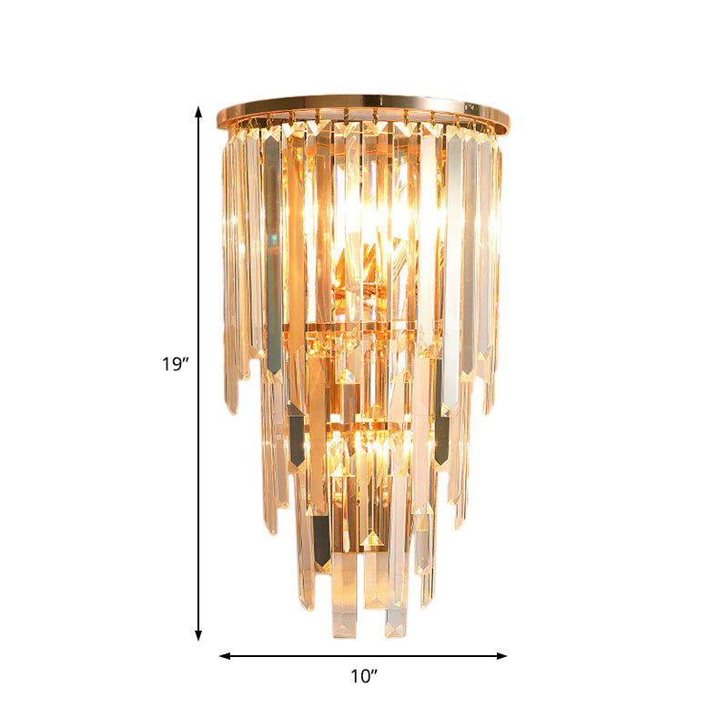 Gold Waterfall Sconce Light Fixture Retro 3 Light Crystal Wall Mounted Lighting for Hallway Clearhalo 'Modern wall lights' 'Modern' 'Wall Lamps & Sconces' 'Wall Lights' Lighting' 226247