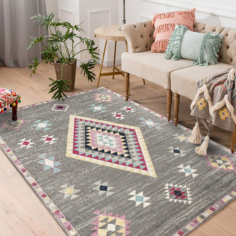 Aesthetics Tribal Pattern Rug Multicolor Indonesian Rug Polyester Stain Resistant Washable Non-Slip Rug for Decor Smoke Gray Clearhalo 'Area Rug' 'Rugs' 'Southwestern' Rug' 2262652