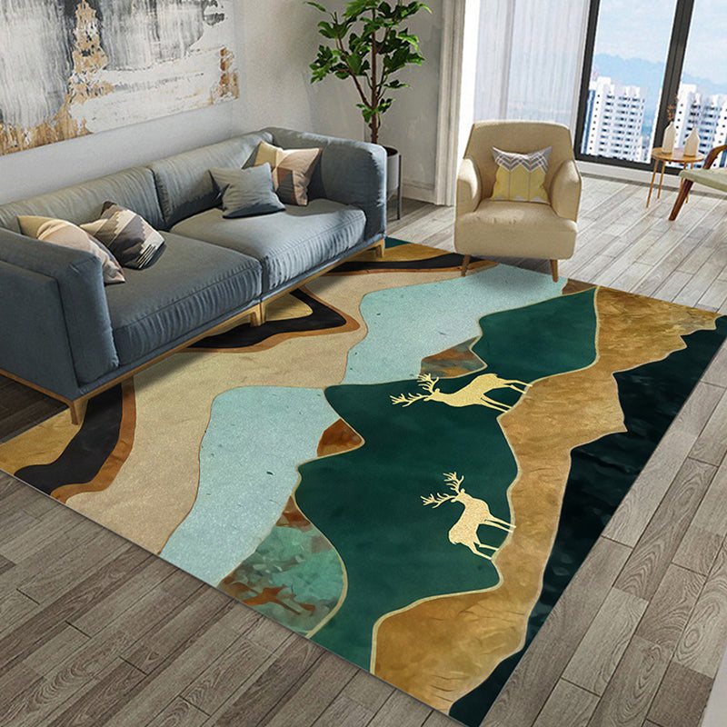 Aesthetics Industrial Chic Rug Multicolor Water Color Abstract Rug Stain Resistant Anti-Slip Backing Machine Washable Rug for Home Dark Green Clearhalo 'Area Rug' 'Rug' 2263077