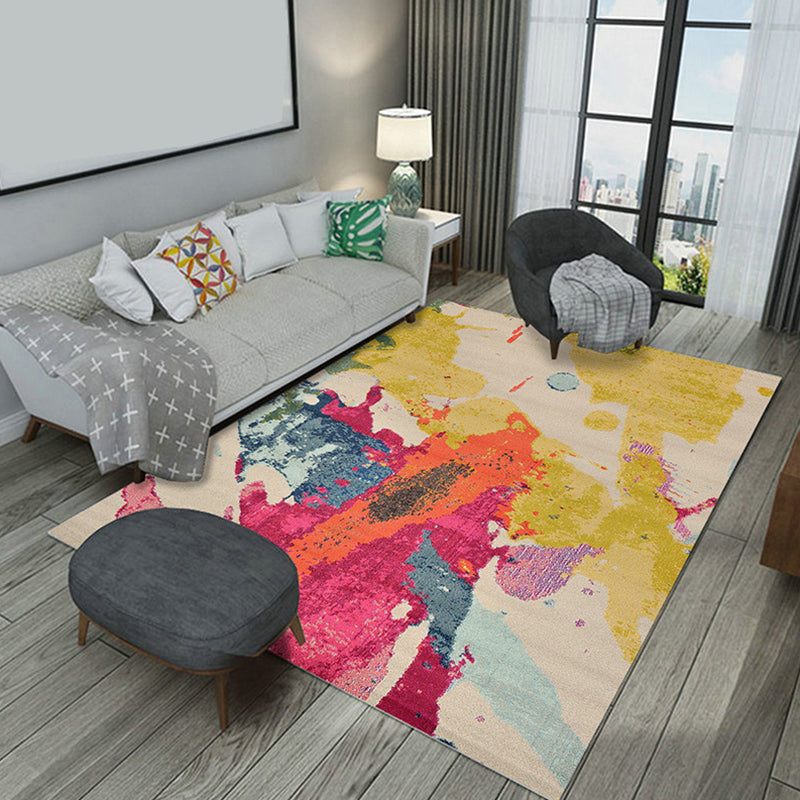 Aesthetics Industrial Chic Rug Multicolor Water Color Abstract Rug Stain Resistant Anti-Slip Backing Machine Washable Rug for Home Yellow Clearhalo 'Area Rug' 'Rug' 2263078