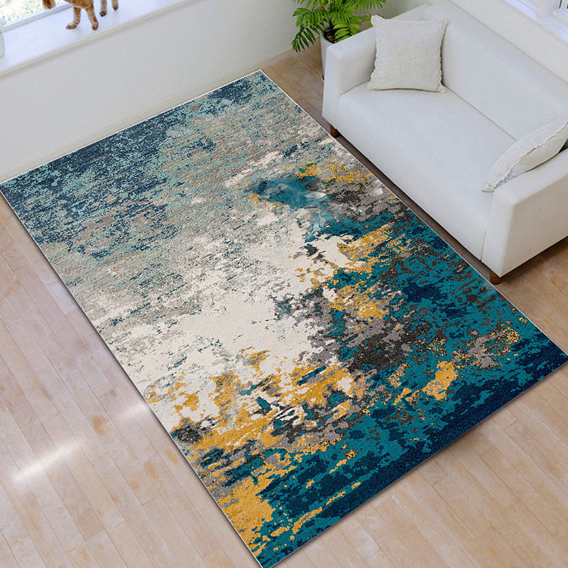 Aesthetics Industrial Chic Rug Multicolor Water Color Abstract Rug Stain Resistant Anti-Slip Backing Machine Washable Rug for Home Blackish Green Clearhalo 'Area Rug' 'Rug' 2263082