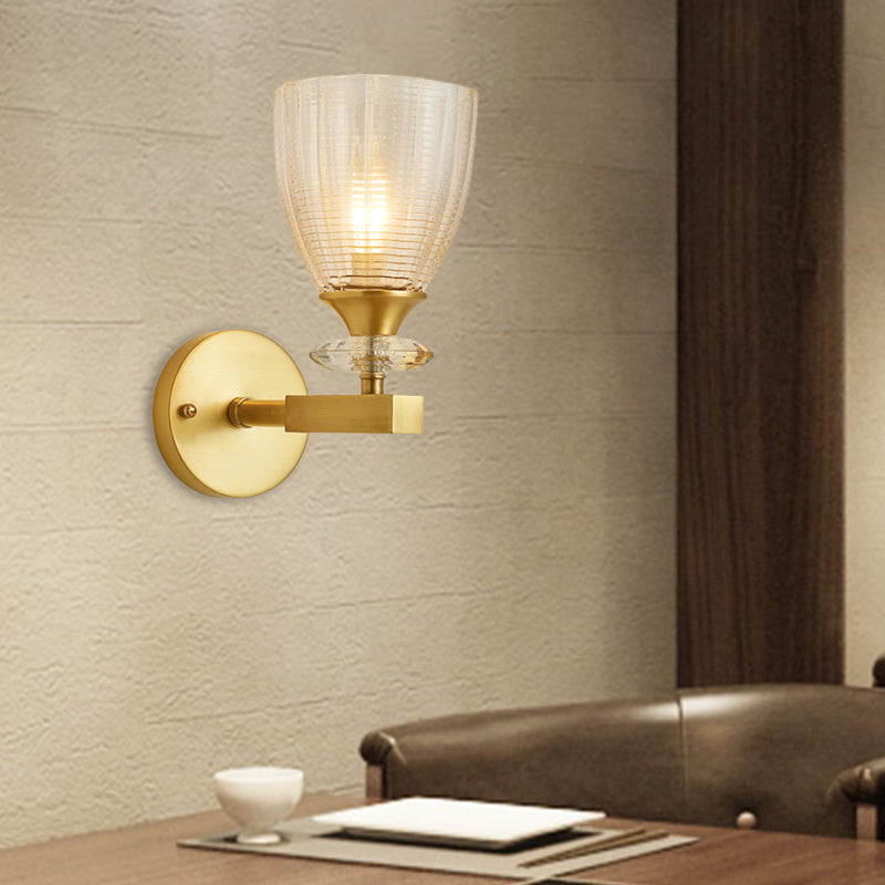 Crystal Tube/Cup/Flat Wall Mounted Lamp Minimalism 1 Light Brass Flush Wall Sconce for Bedside Brass C Clearhalo 'Modern wall lights' 'Modern' 'Wall Lamps & Sconces' 'Wall Lights' Lighting' 226410