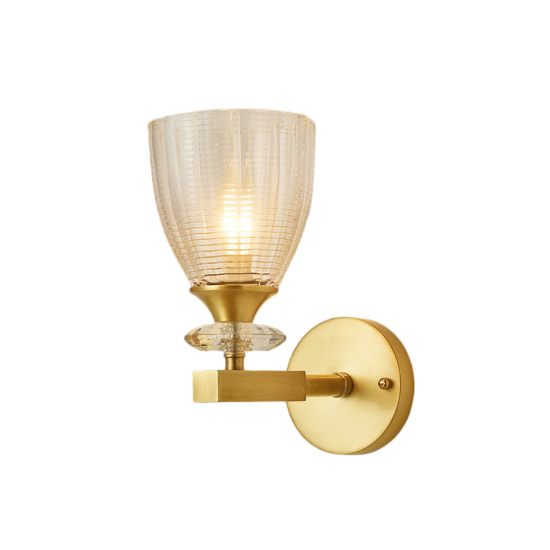 Crystal Tube/Cup/Flat Wall Mounted Lamp Minimalism 1 Light Brass Flush Wall Sconce for Bedside Clearhalo 'Modern wall lights' 'Modern' 'Wall Lamps & Sconces' 'Wall Lights' Lighting' 226412