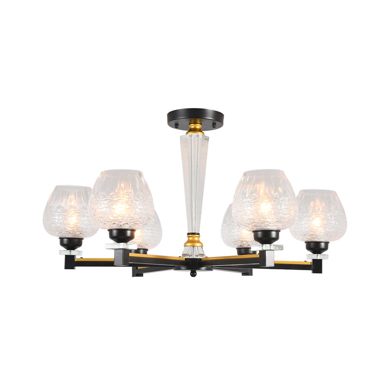 Cup Shape Living Room Pendant Lamp Traditional Crystal 3/6 Lights Black Chandelier Light Fixture Clearhalo 'Ceiling Lights' 'Chandeliers' Lighting' options 226459