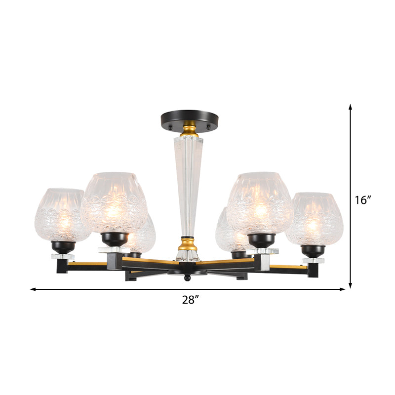 Cup Shape Living Room Pendant Lamp Traditional Crystal 3/6 Lights Black Chandelier Light Fixture Clearhalo 'Ceiling Lights' 'Chandeliers' Lighting' options 226460