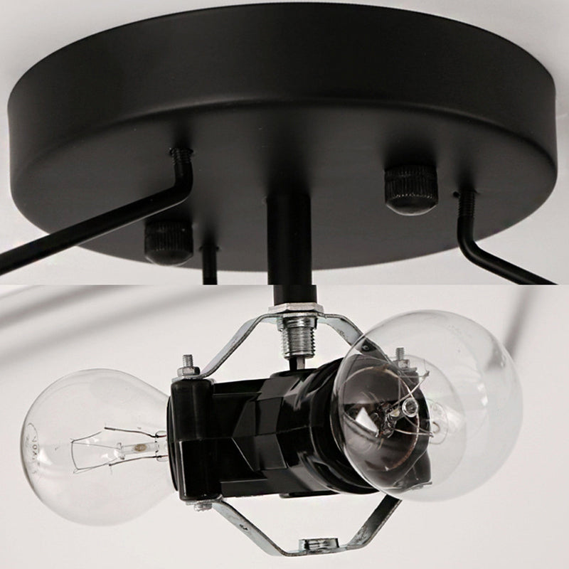 Bowl Frosted Glass Semi Flush Traditional 3 Lights Corridor Ceiling Light Fixture in Black Clearhalo 'Ceiling Lights' 'Close To Ceiling Lights' 'Close to ceiling' 'Glass shade' 'Glass' 'Semi-flushmount' Lighting' 226556