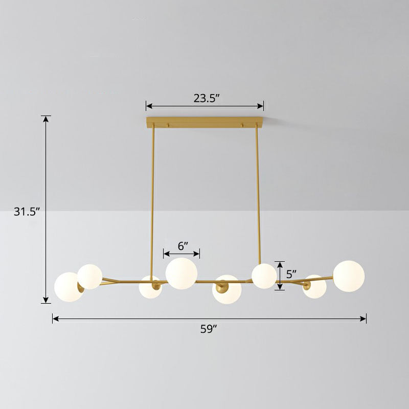 Molecular Island Ceiling Light Simplicity Opal Glass Dining Room Suspension Light Fixture 8 Gold Clearhalo 'Ceiling Lights' 'Island Lights' Lighting' 2265900