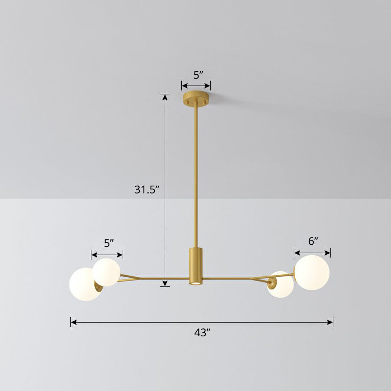 Molecular Island Ceiling Light Simplicity Opal Glass Dining Room Suspension Light Fixture 4 Gold Clearhalo 'Ceiling Lights' 'Island Lights' Lighting' 2265901