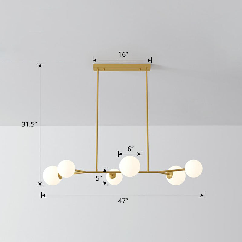 Molecular Island Ceiling Light Simplicity Opal Glass Dining Room Suspension Light Fixture 6 Gold Clearhalo 'Ceiling Lights' 'Island Lights' Lighting' 2265903