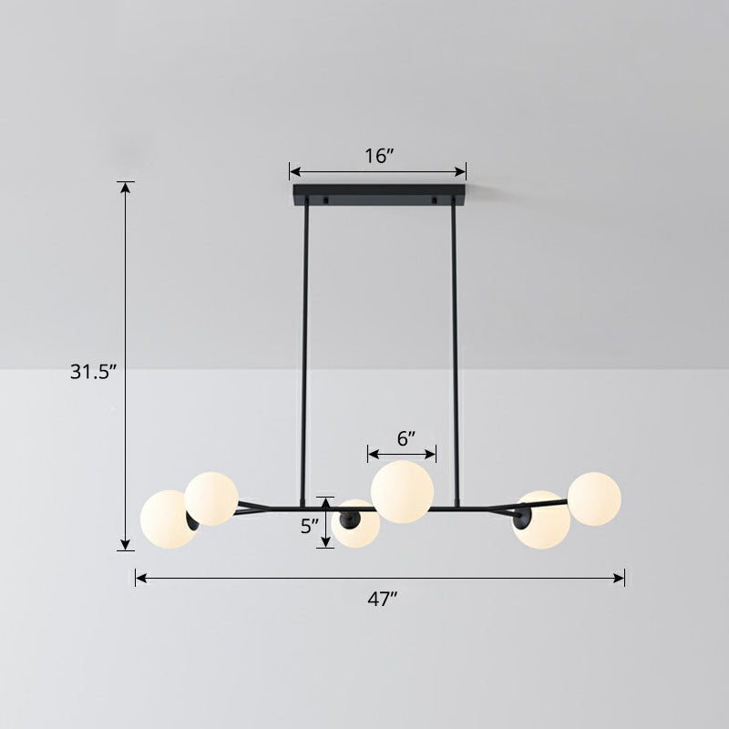 Molecular Island Ceiling Light Simplicity Opal Glass Dining Room Suspension Light Fixture 6 Black Clearhalo 'Ceiling Lights' 'Island Lights' Lighting' 2265907