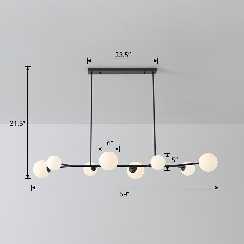 Molecular Island Ceiling Light Simplicity Opal Glass Dining Room Suspension Light Fixture 8 Black Clearhalo 'Ceiling Lights' 'Island Lights' Lighting' 2265909