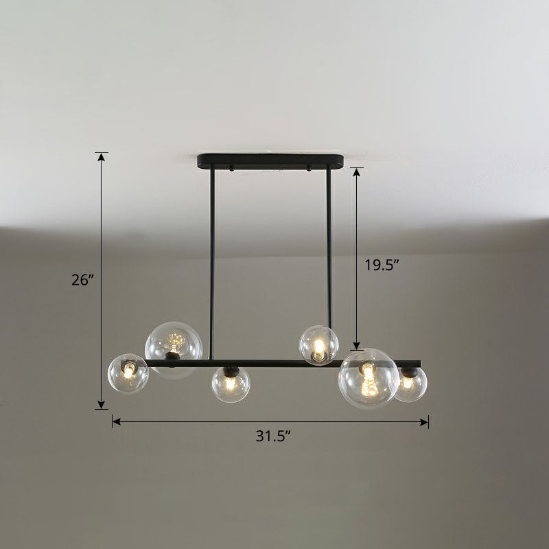 Clear Glass Bubbles Island Lamp Contemporary Hanging Ceiling Light for Dining Room 6 Black Clearhalo 'Ceiling Lights' 'Island Lights' Lighting' 2265931