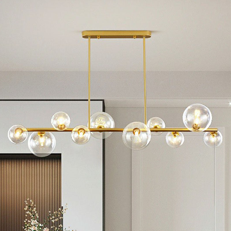 Clear Glass Bubbles Island Lamp Contemporary Hanging Ceiling Light for Dining Room Clearhalo 'Ceiling Lights' 'Island Lights' Lighting' 2265932