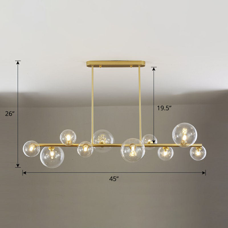 Clear Glass Bubbles Island Lamp Contemporary Hanging Ceiling Light for Dining Room 10 Gold Clearhalo 'Ceiling Lights' 'Island Lights' Lighting' 2265933