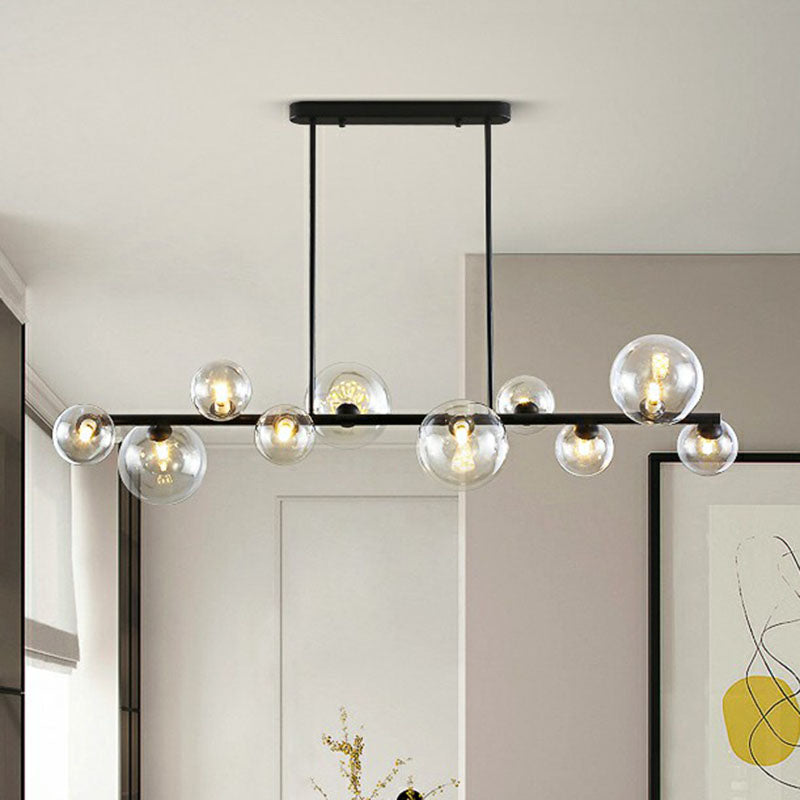 Clear Glass Bubbles Island Lamp Contemporary Hanging Ceiling Light for Dining Room Clearhalo 'Ceiling Lights' 'Island Lights' Lighting' 2265934