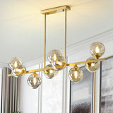 Amber Glass Ball Island Lighting Ideas Postmodern Gold Finish Hanging Lamp over Table Clearhalo 'Ceiling Lights' 'Island Lights' Lighting' 2265941