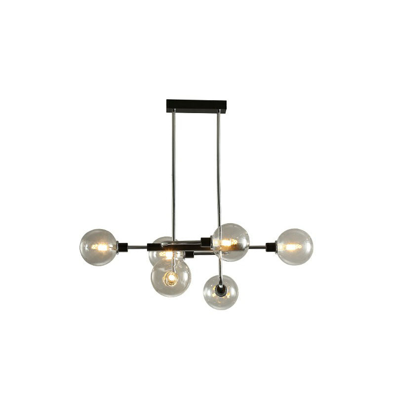 Sputnik Hanging Island Light Post-Modern Ball Glass Ceiling Pendant for Dining Room 6 Silver Clear Clearhalo 'Ceiling Lights' 'Island Lights' Lighting' 2265945