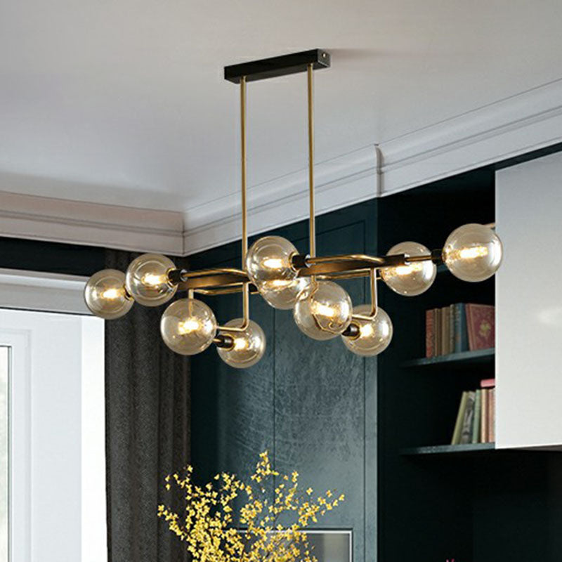 Sputnik Hanging Island Light Post-Modern Ball Glass Ceiling Pendant for Dining Room Clearhalo 'Ceiling Lights' 'Island Lights' Lighting' 2265948