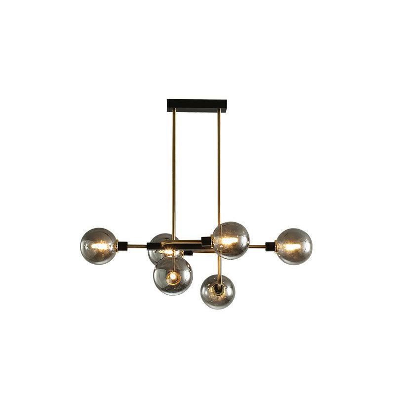 Sputnik Hanging Island Light Post-Modern Ball Glass Ceiling Pendant for Dining Room 6 Gold Smoke Grey Clearhalo 'Ceiling Lights' 'Island Lights' Lighting' 2265950