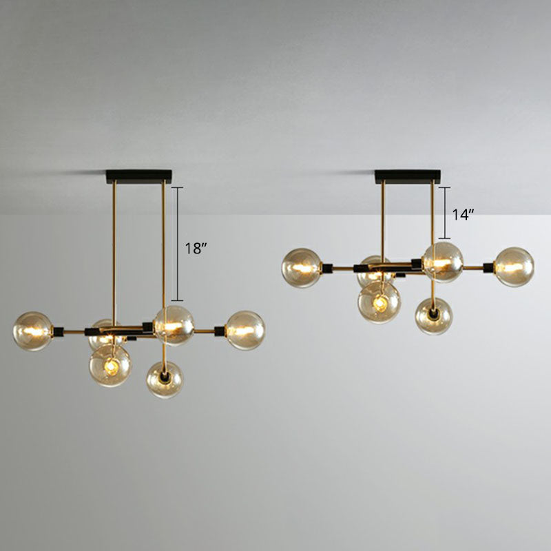 Sputnik Hanging Island Light Post-Modern Ball Glass Ceiling Pendant for Dining Room Clearhalo 'Ceiling Lights' 'Island Lights' Lighting' 2265951