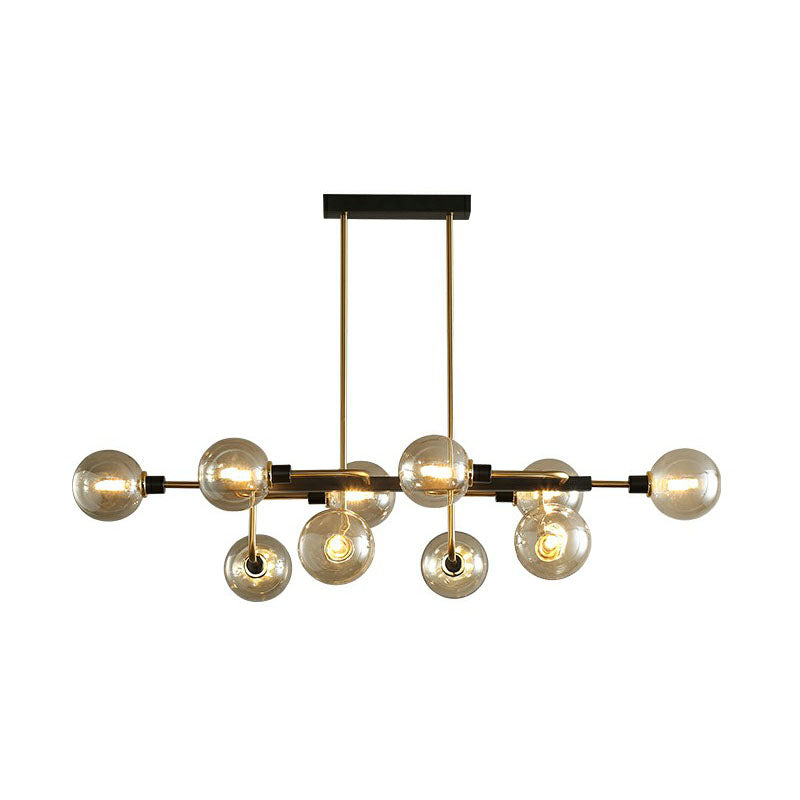 Sputnik Hanging Island Light Post-Modern Ball Glass Ceiling Pendant for Dining Room 10 Gold Amber Clearhalo 'Ceiling Lights' 'Island Lights' Lighting' 2265958