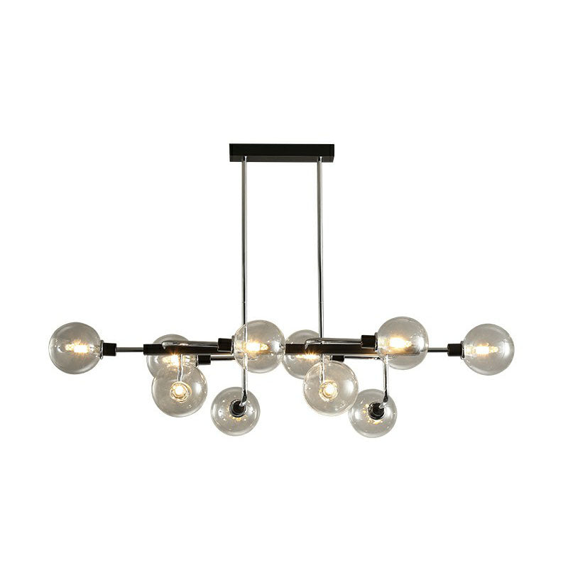 Sputnik Hanging Island Light Post-Modern Ball Glass Ceiling Pendant for Dining Room 10 Silver Clear Clearhalo 'Ceiling Lights' 'Island Lights' Lighting' 2265961