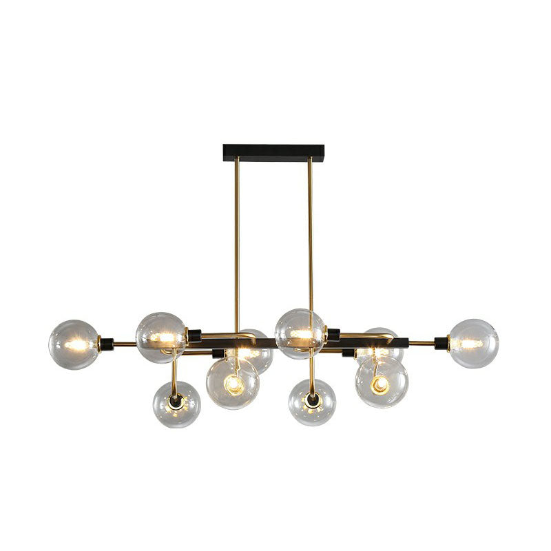 Sputnik Hanging Island Light Post-Modern Ball Glass Ceiling Pendant for Dining Room 10 Gold Clear Clearhalo 'Ceiling Lights' 'Island Lights' Lighting' 2265962