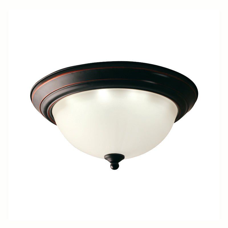 Black Bowl Flush Mount Lighting Traditional Frosted Glass LED Living Room Ceiling Lamp in Warm/White Light, 11"/15"/19" W Clearhalo 'Ceiling Lights' 'Close To Ceiling Lights' 'Close to ceiling' 'Flush mount' Lighting' 226598