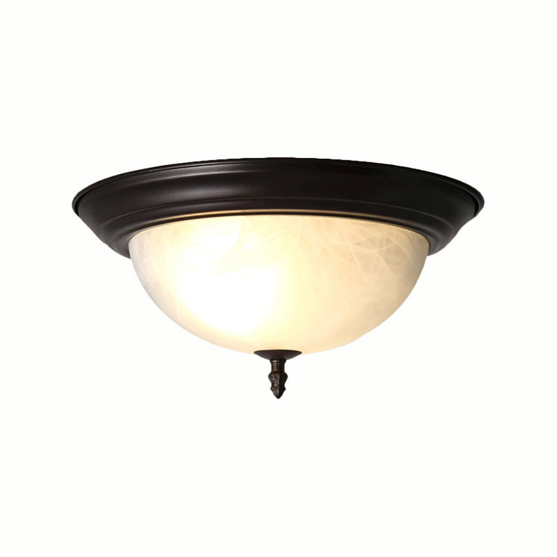 Black/Black and Gold Bowl Flush Mount Lamp Classic Frosted Glass 3 Lights Living Room Ceiling Light Fixture, 13"/15" Wide Clearhalo 'Ceiling Lights' 'Close To Ceiling Lights' 'Close to ceiling' 'Flush mount' Lighting' 226604