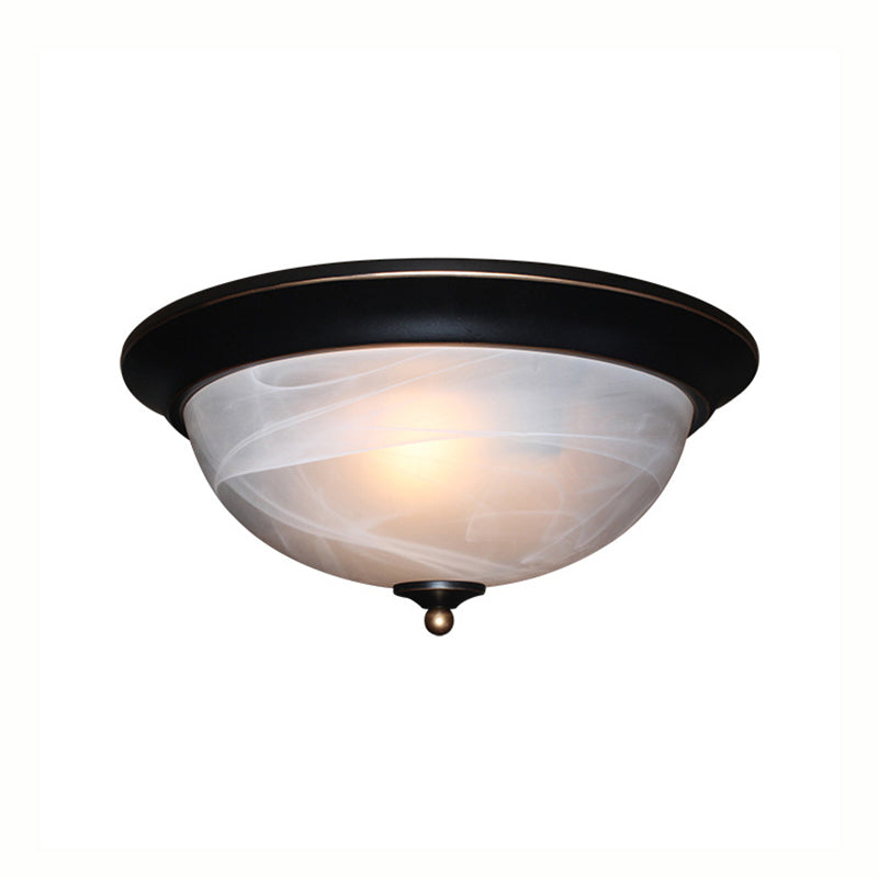 Black/Black and Gold Bowl Flush Mount Lamp Classic Frosted Glass 3 Lights Living Room Ceiling Light Fixture, 13"/15" Wide Clearhalo 'Ceiling Lights' 'Close To Ceiling Lights' 'Close to ceiling' 'Flush mount' Lighting' 226608