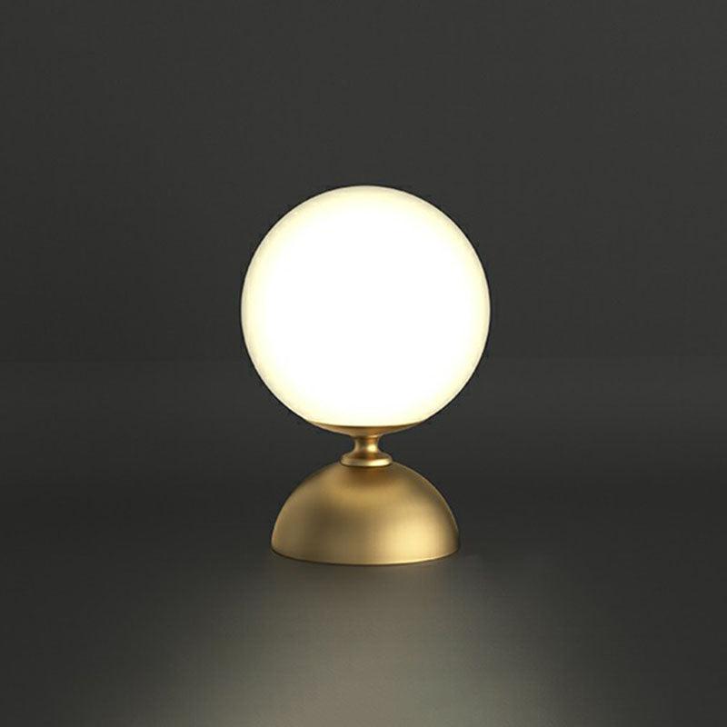 Simple Spherical Small Night Light Glass Single Bedroom Table Lamp with Gold Finish Base Gold A Clearhalo 'Lamps' 'Table Lamps' Lighting' 2266164