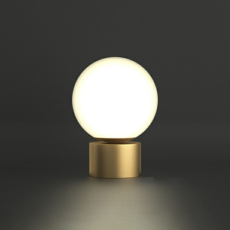 Simple Spherical Small Night Light Glass Single Bedroom Table Lamp with Gold Finish Base Gold E Clearhalo 'Lamps' 'Table Lamps' Lighting' 2266171